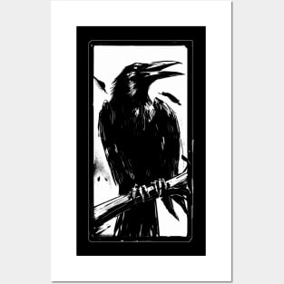 Black raven tarot card Posters and Art